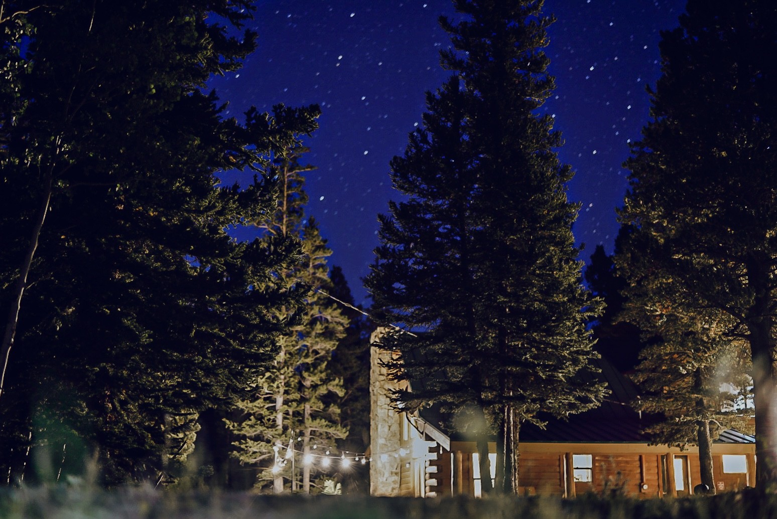 Timber Valley Lodge blanketed in fresh snow among the pines